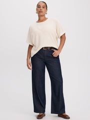 Short-Sleeve Crew-Neck T-Shirt with Pointelle Stitches