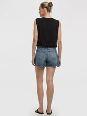 Crew-Neck Tank with Bubble Hem