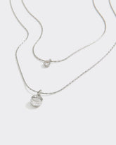 Two-Chain Short Necklace with Rhinestones