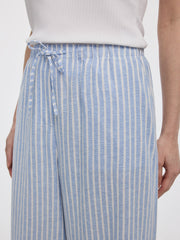 Striped Wide-Leg Linen-Blend Pant