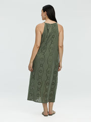 Sleeveless Maxi Dress with Halter Neckline