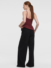 Wide-Leg High-Rise Pull-On Piqué Pant