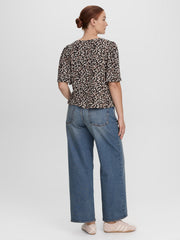 Crew-Neck Top with Short Flutter Sleeves