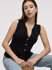 Knit Vest with Peplum Hem
