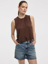 Buttoned-Down Crew-Neck Tank