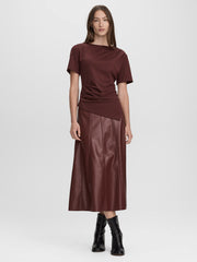 Faux Leather Midi Skirt