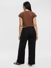 Linen-Blend Straight-Leg High-Rise Pant - Curvy Fit