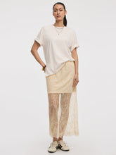 Midi Mesh Skirt with Lace Trim