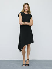 Sleeveless Midi Dress with Shoulder Pads