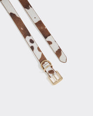 Faux Leather Belt with Cow Print