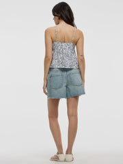 Cropped V-Neck Peplum Cami