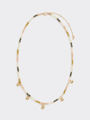 Short Beaded Necklace with Coin Pendants
