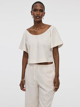 Scoop-Neck Blouse with Flutter Sleeves