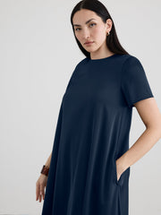 Short-Sleeve Swing Maxi Dress
