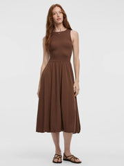 Sleeveless Midi Dress with Smocked Top