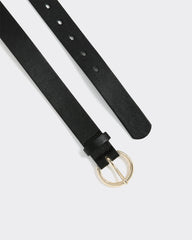 Faux Leather Belt with Round Buckle