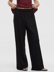 Wide-Leg High-Rise Pull-On Piqué Pant