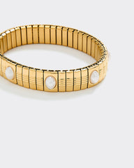Stainless Steel Baguette Bracelet with Pearls
