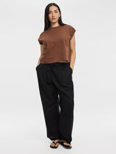 Linen-Blend Straight-Leg High-Rise Pant - Curvy Fit