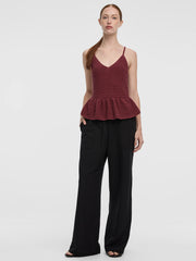Wide-Leg High-Rise Pull-On Piqué Pant