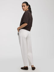 Short-Sleeve V-Neck Blouse with Self-Tie Closure