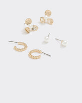 Hoops and Stud Earrings - 3 Pairs
