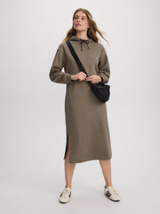 French Terry Hooded Midi Dress