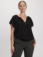 Split-Neck Blouse with Flutter Sleeves