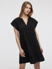 Split-Neck Shift Dress