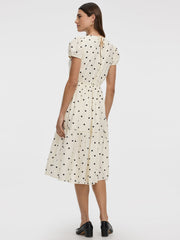 Short-Sleeve V-Neck Midi Dress