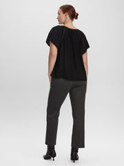 Split-Neck Blouse with Flutter Sleeves