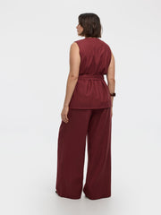 Sleeveless Belted Blazer
