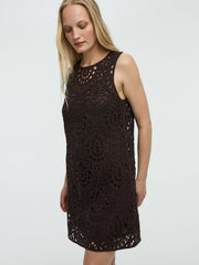 Sleeveless Crew-Neck Crochet Dress