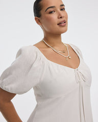 Short-Puffy-Sleeve Mini Dress with Sweetheart Neckline