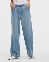 Wide-Leg Mid-Rise Jean with Drawstring