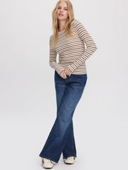 Striped Long-Sleeve Crew-Neck Ribbed T-Shirt - R Essentials