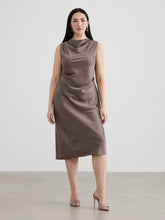 Sleeveless Midi Dress with Draped Neckline