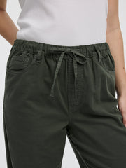 Pull-On High-Rise Linen-Blend Pant