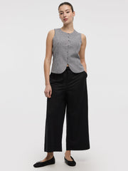 Wide-Leg Cropped PiquÃ© Pant
