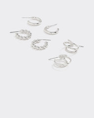 Stainless Steel Hoops - 3 Pairs