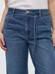Wide-Leg High-Rise Cropped Jean with Sash