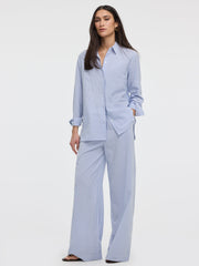Striped Wide-Leg Seersucker Pant
