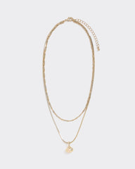 Double-Chain Necklace with Metal Pendant