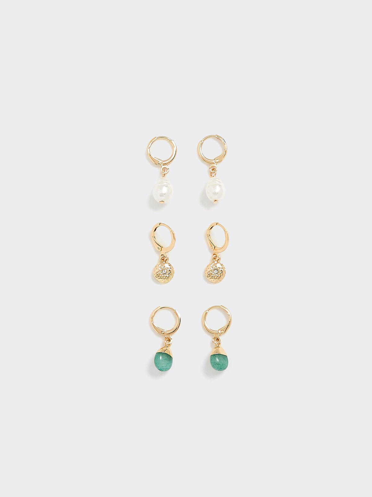Hoop Earrings with Pendants - 3 Pairs