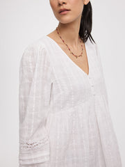 Long-Sleeve V-Neck Empire Mini Dress