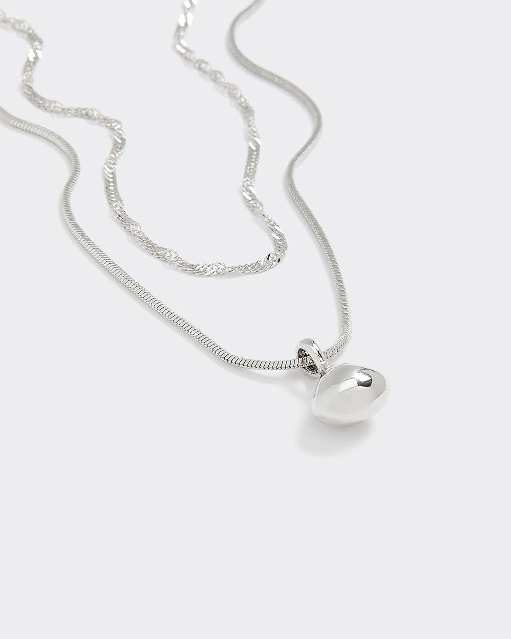 Double-Chain Necklace with Metal Pendant