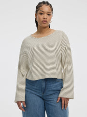 Striped Long-Sleeve Boat-Neck T-Shirt