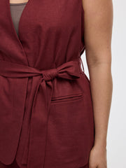 Sleeveless Belted Blazer