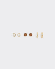 Hoops and Stud Earrings - 3 Pairs