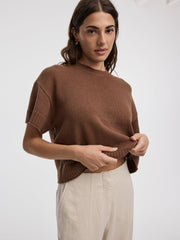 Short-Sleeve Crew-Neck Loose Sweater